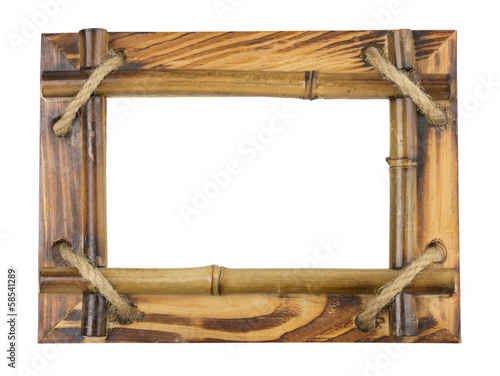 Photo: Bamboo frame tied up with rope isolated on white Bamboo frame tied up with rope isolated on white