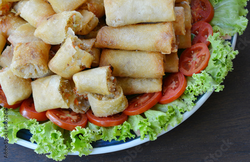 Photo: Spring rolls food on dish Spring rolls food on dish