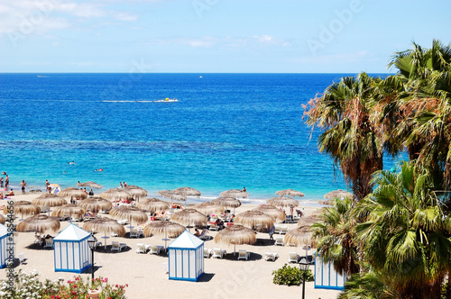 Photo: Beach of the luxury hotel, Tenerife island, Spain Beach of the luxury hotel, Tenerife island, Spain