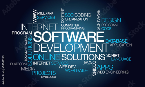 Illustration: Software development apps computer programming word tag cloud Software development apps computer programming word tag cloud