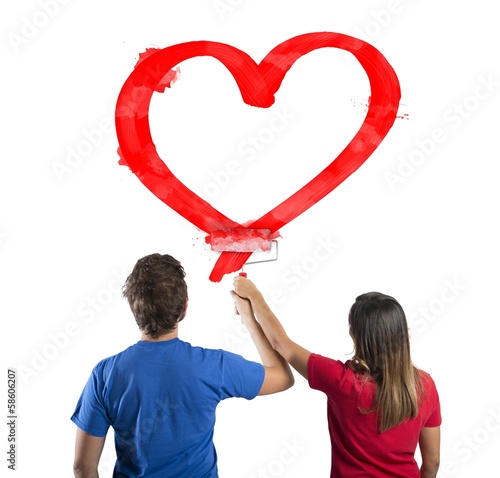 Photo: Couple drawing a heart Couple drawing a heart
