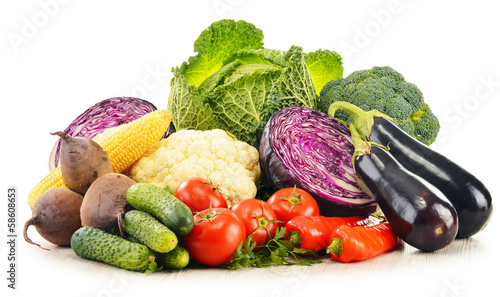 Photo: Composition with variety of fresh raw organic vegetables Composition with variety of fresh raw organic vegetables