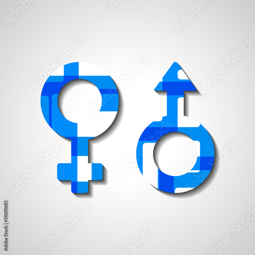 Vector: Male and female gender symbols, style illustration Male and female gender symbols, style illustration