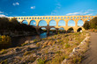 Pont du Gard view from tourist walking path Pont du Gard view from tourist walking path
