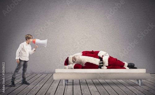 Photo: Wake up asleep Santa Claus Wake up asleep Santa Claus