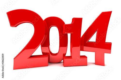 Illustration: 2014 in shiny red numbers 2014 in shiny red numbers