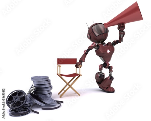 Illustration: Android in directors chair with megaphone Android in directors chair with megaphone