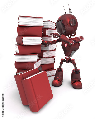 Illustration: Android with stack of books Android with stack of books