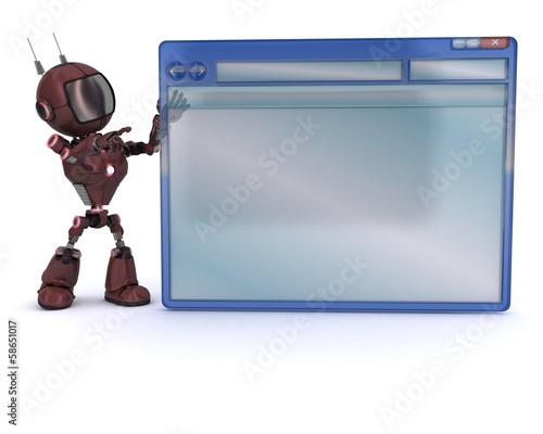 Illustration: Android with computer window Android with computer window