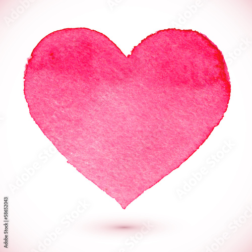 Vector: Watercolor painted pink heart Watercolor painted pink heart