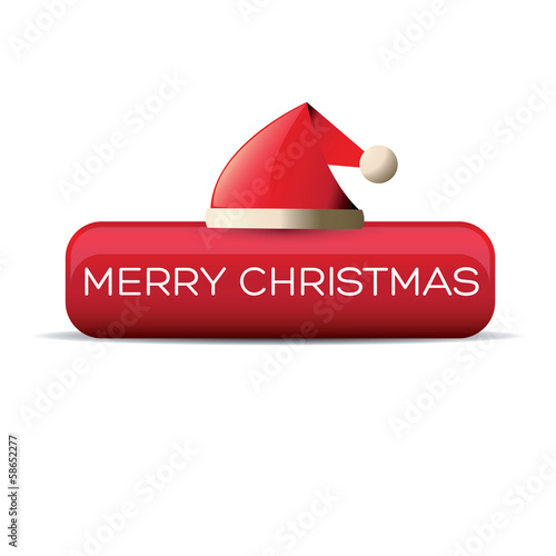 Vector: Christmas button with Santa hat Christmas button with Santa hat