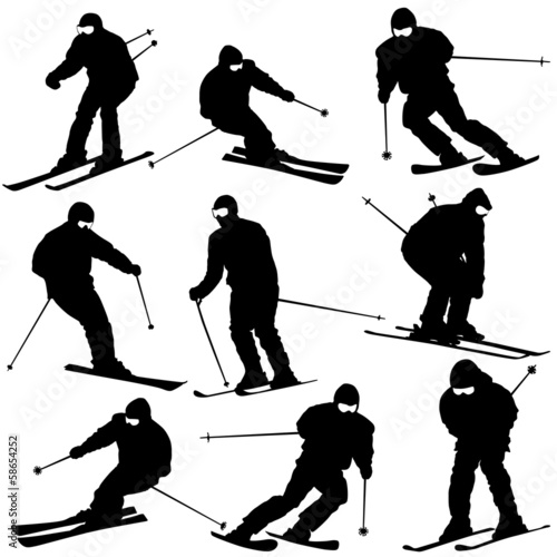 Vector: Mountain skier man speeding down slope. Vector sport silhouette Mountain skier man speeding down slope. Vector sport silhouette