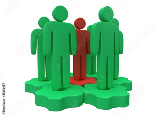 Illustration: Teamwork. Group of stylized people stand on gears. Teamwork. Group of stylized people stand on gears.