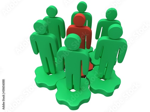 Illustration: Teamwork. Group of stylized people stand on gears. Teamwork. Group of stylized people stand on gears.