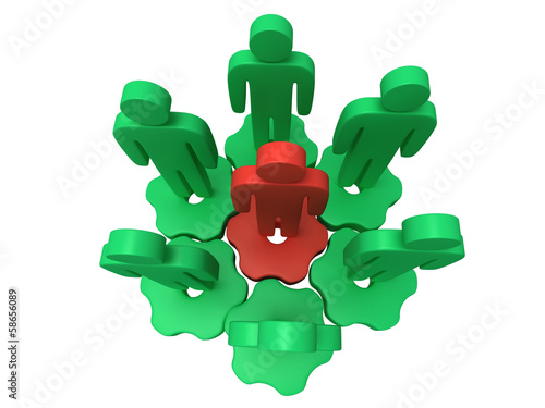 Illustration: Teamwork. Group of stylized people stand on gears. Teamwork. Group of stylized people stand on gears.