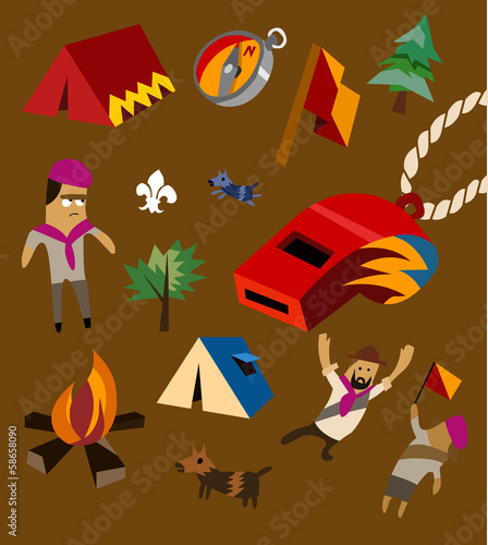 Vector: Camping set flat Camping set flat