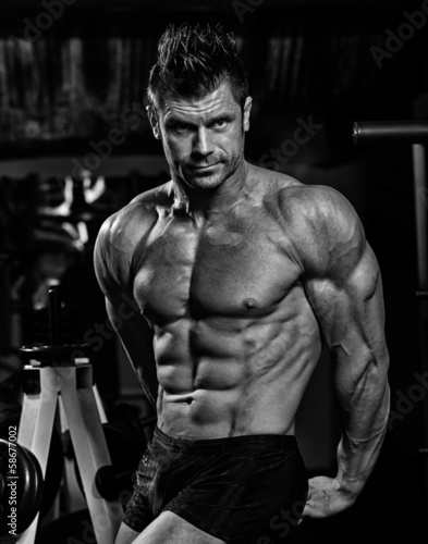 Photo: black and white picture of men in the gym black and white picture of men in the gym
