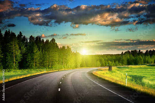 Photo: Asphalt road in forest Asphalt road in forest