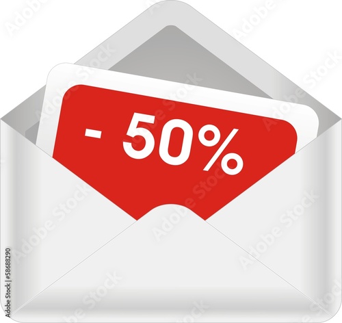 Vector: enveloppe -50% enveloppe -50%