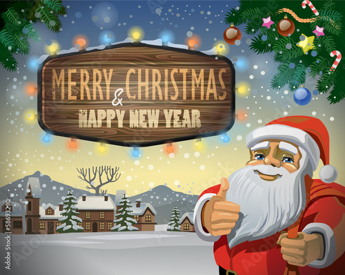 Vector: merry christmas and happy new year merry christmas and happy new year