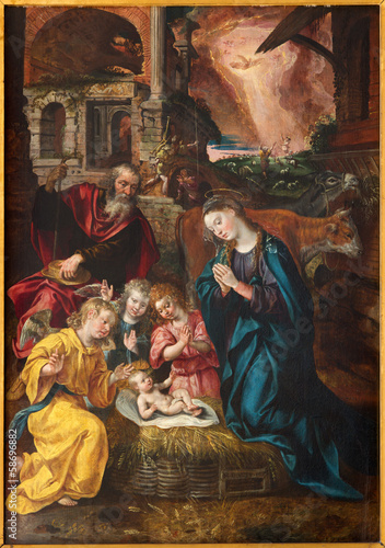 Photo: Antwerp - Paint of Nativity scene in cathedral Antwerp - Paint of Nativity scene in cathedral