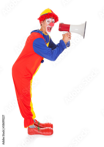 Photo: Clown Shouting Through Megaphone Clown Shouting Through Megaphone