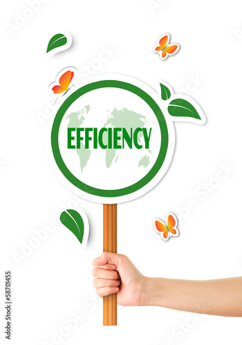 Illustration: Hand holding green eco sign Hand holding green eco sign