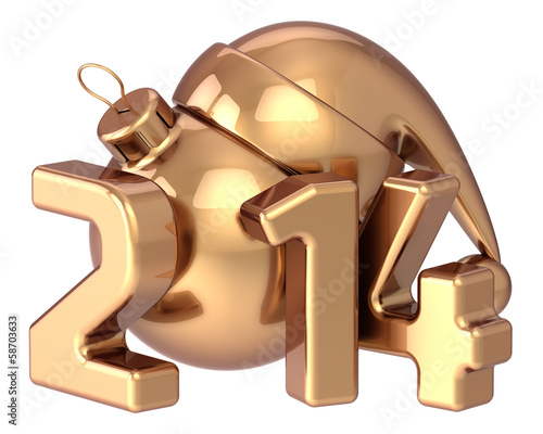 Illustration: Happy New Year 2014 Merry Christmas Santa hat Xmas ball Happy New Year 2014 Merry Christmas Santa hat Xmas ball