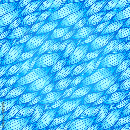 Vector: Blue hair waves vector seamless pattern Blue hair waves vector seamless pattern