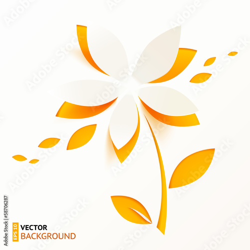 Vector: Orange paper flower greeting card template Orange paper flower greeting card template