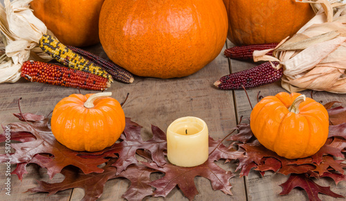 Photo: Fall decorative display with pumkins Fall decorative display with pumkins
