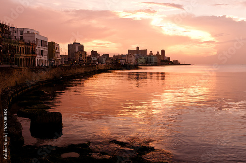 Malecon at Sunset. Havana (Cuba)