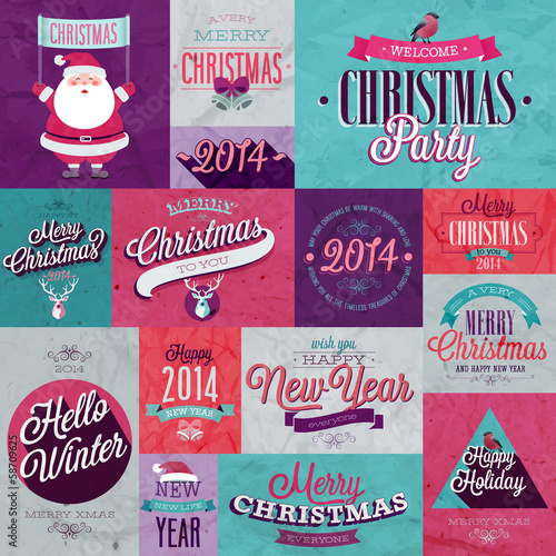 Vector: Christmas set - labels, emblems and other decorative elements. Christmas set - labels, emblems and other decorative elements.