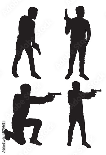 Vector: Silhouette of man with gun Silhouette of man with gun