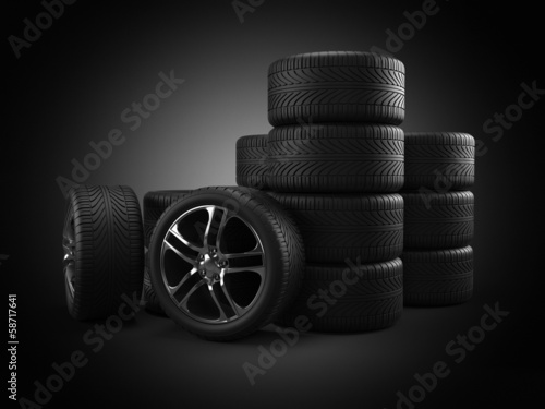 Illustration: 3d rendered illustration of some tires 3d rendered illustration of some tires