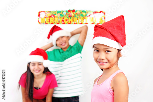 Photo: Girl With Friends At Christmas Girl With Friends At Christmas