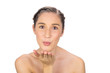 Happy healthy model sending an air kiss to camera Happy healthy model sending an air kiss to camera