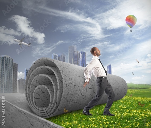 Photo: Change gray of pollution with green field Change gray of pollution with green field
