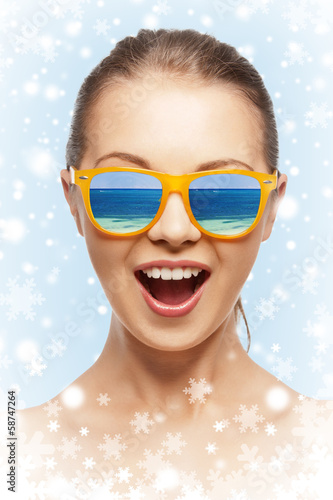 Photo: happy screaming teenage girl in shades happy screaming teenage girl in shades