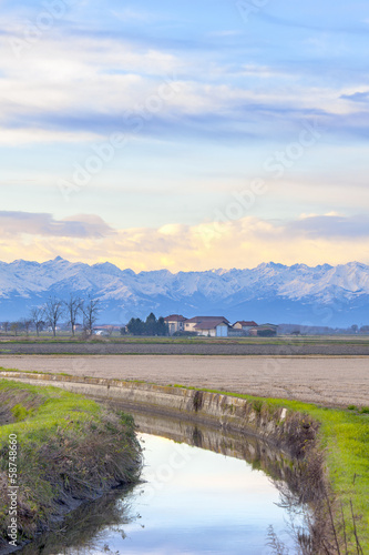 Photo: Lomellina countryside autumn view color image Lomellina countryside autumn view color image