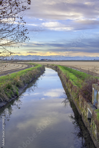 Photo: Lomellina countryside autumn view color image Lomellina countryside autumn view color image