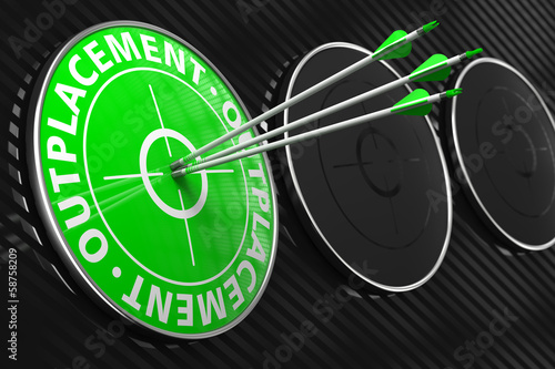 Illustration: Outplacement Concept on Green Target. Outplacement Concept on Green Target.