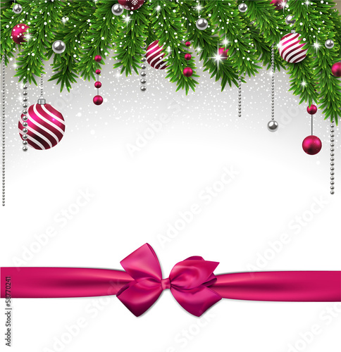 Vector: Christmas background with fir branches and balls. Christmas background with fir branches and balls.