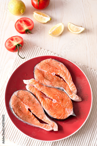 Photo: Fresh salmon fish steaks Fresh salmon fish steaks