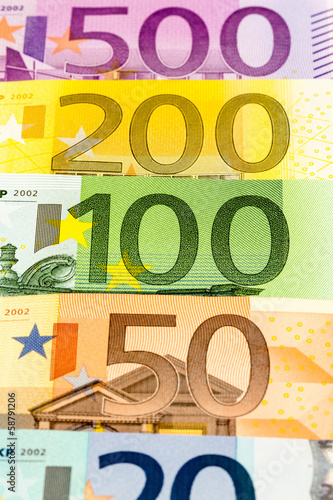 Photo: Viele verschiedene Euro-Geldscheine Viele verschiedene Euro-Geldscheine