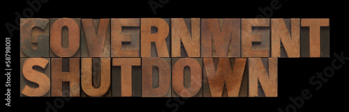 Photo: government shutdown in old wood type government shutdown in old wood type