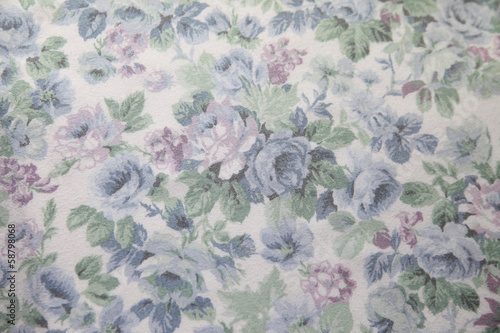 Photo: vintage blue rose fabric vintage blue rose fabric