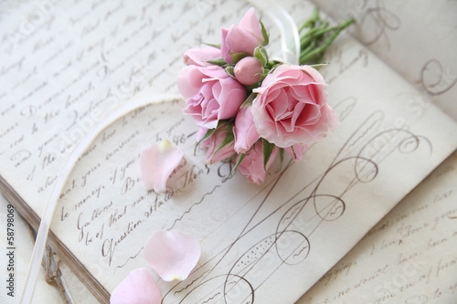 Photo: student lesson page from 18th century with roses student lesson page from 18th century with roses