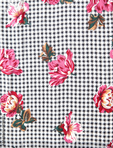 Photo: houndstooth floral fabric from 70s houndstooth floral fabric from 70s