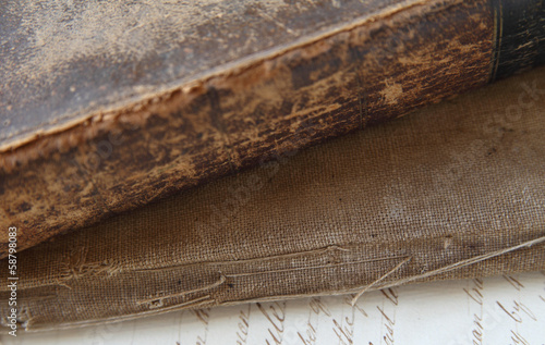 Photo: vintage books with handwriting page vintage books with handwriting page